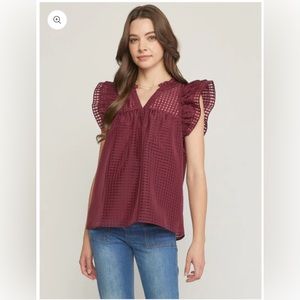 Entro, The Lacey Ruffle Sleeve Tank Top, size large